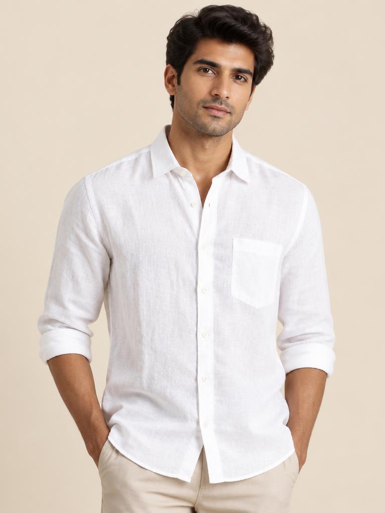 Pure White Classic Linen Shirt