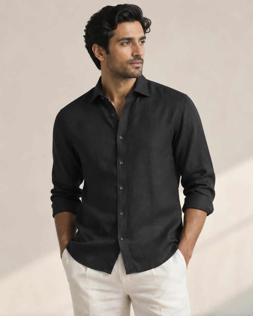 Charcoal Classic Linen Shirt