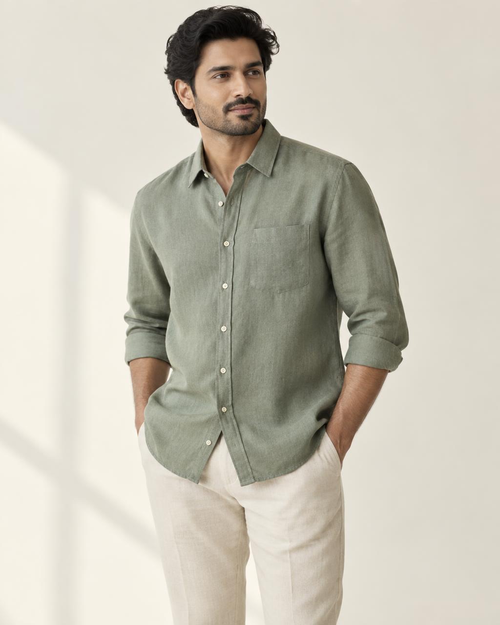 Sage Classic Linen Shirt