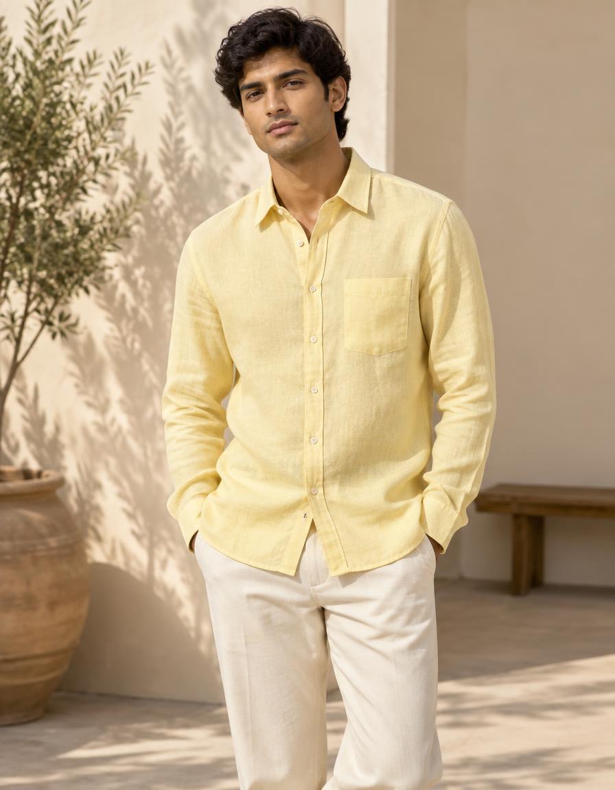 Butter Yellow Classic Linen Shirt