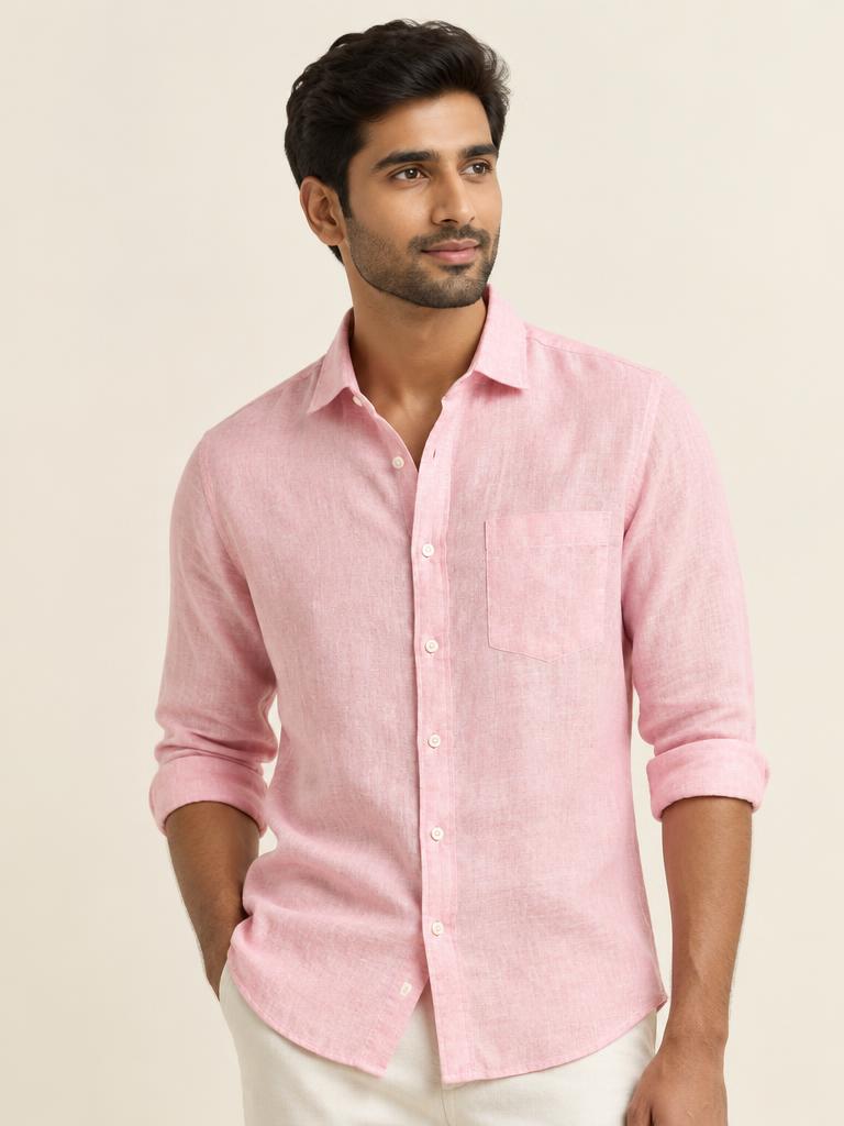 Blush Pink Classic Linen Shirt