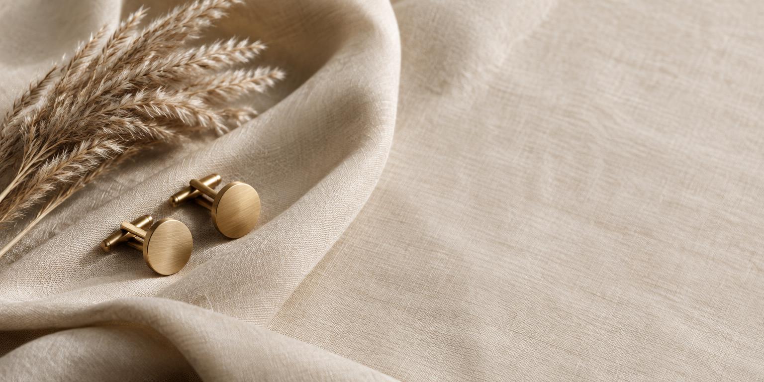 Pure Montaire linen fabric with brass cufflinks